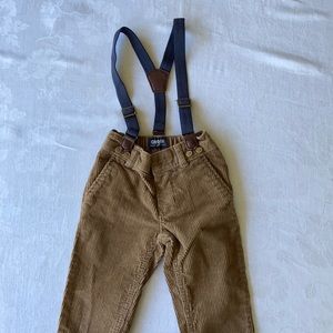 **SOLD Brown corduroy trousers with suspenders, size 2T